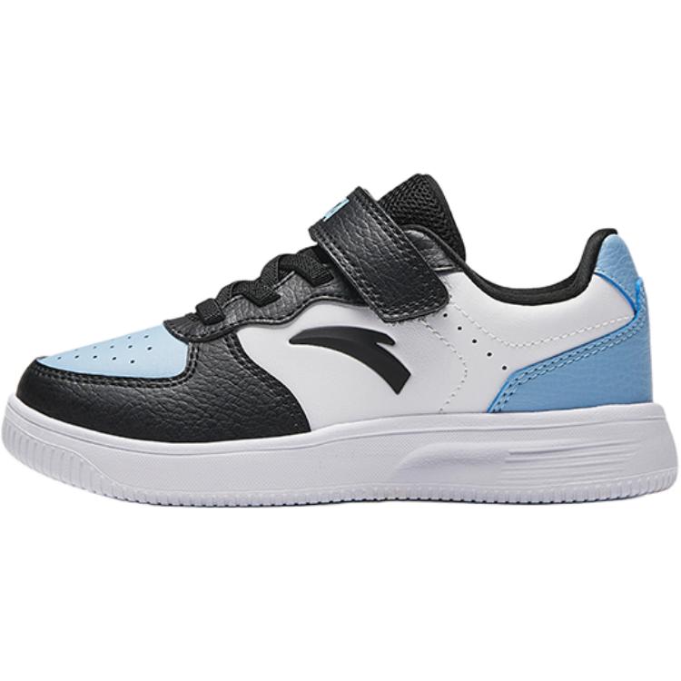 Anta Kids Synthetic Leather Simple Versatile Lightweight Shock Absorption Low-Top Kids Skate Shoes Kids Sneakers Black Blue White A12449988-2