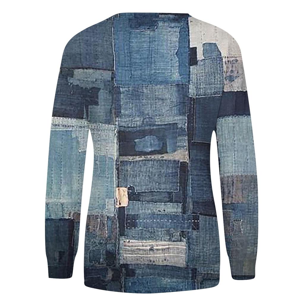 Женские топы с круглым вырезом, хлопковая женская повседневная модная блузка с длинным рукавом и круглым вырезом с цветочным принтом, пуловер