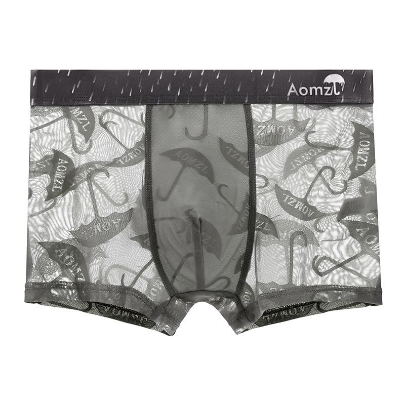 Новые мужские сексуальные трусы-боксеры из ледяного шелка в сетку, дышащие шорты-боксеры, модное нижнее белье