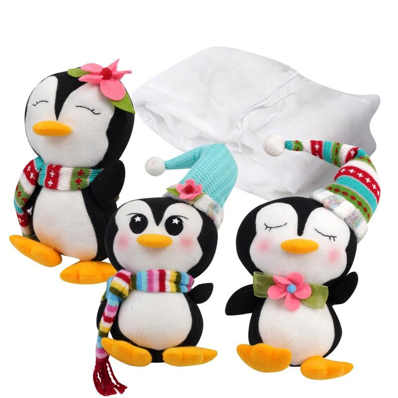 3 Christmas Penguins Slide Plush Decor Stair Handrail Holiday Ornament