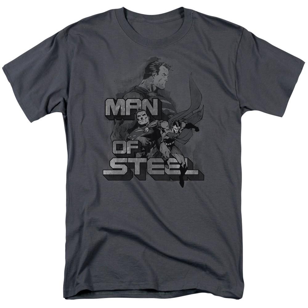DC Comics - Superman - Steel Poses - Adult Unisex Short Sleeve T-Shirt - Gray