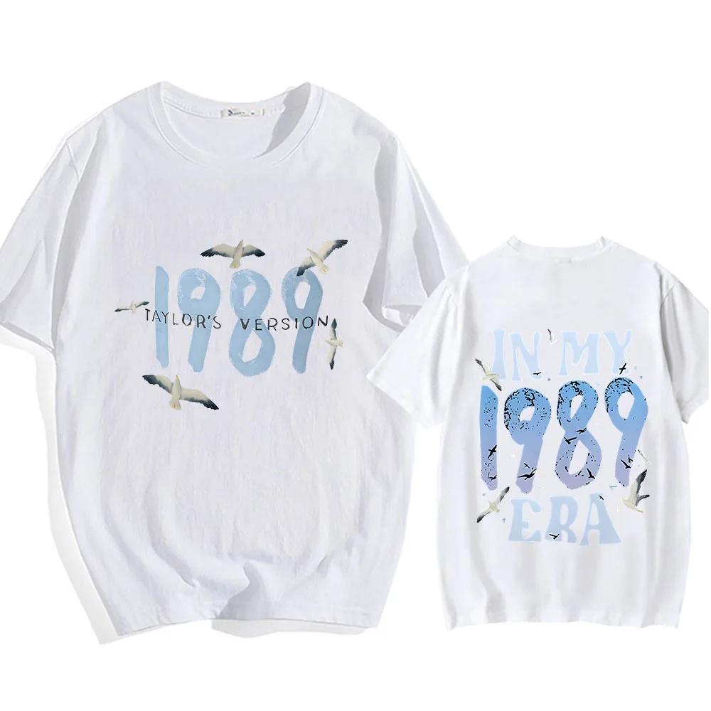 1989 Tour Shortsleeved Tshirt With Seagull Pattern Print 100 Pure Cotton Shortsleeved Tshirt Casual Roundneck Unisexs Wear