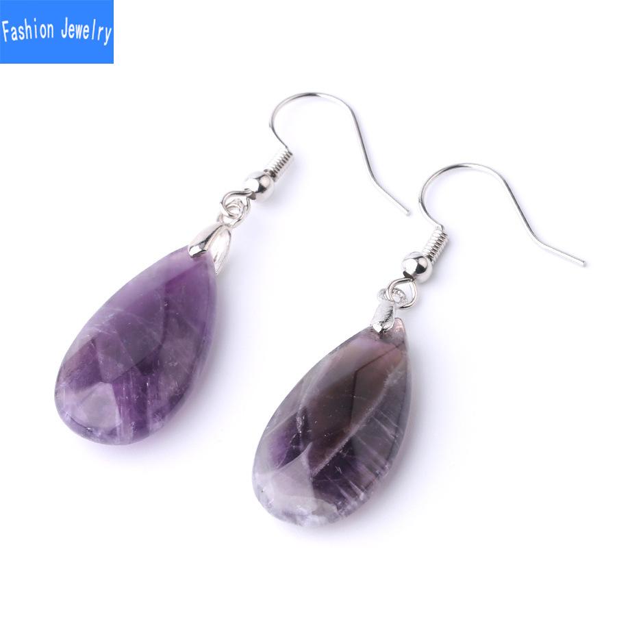 Natural Crystal Cut Jewelry Cut Angle Quartz Crystal Earrings Water Drop Shaped Semi Gem Diamond Cut Earrings