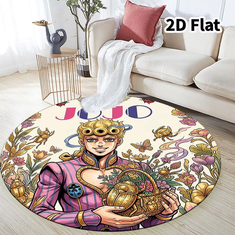 Jojos Bizarre Adventure Round Area Rug Carpet Rug For Living Room Bedroom Sofa Playroom Decor Nonslip Floor Mat