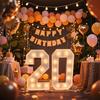 1Pc 91.5CM/36Inch Light Up Digital Marquee Frame Warm Lights KT Board Number 0-9 Plug-in KT Board Birthday Party Decorative Light Anniversary Decor
