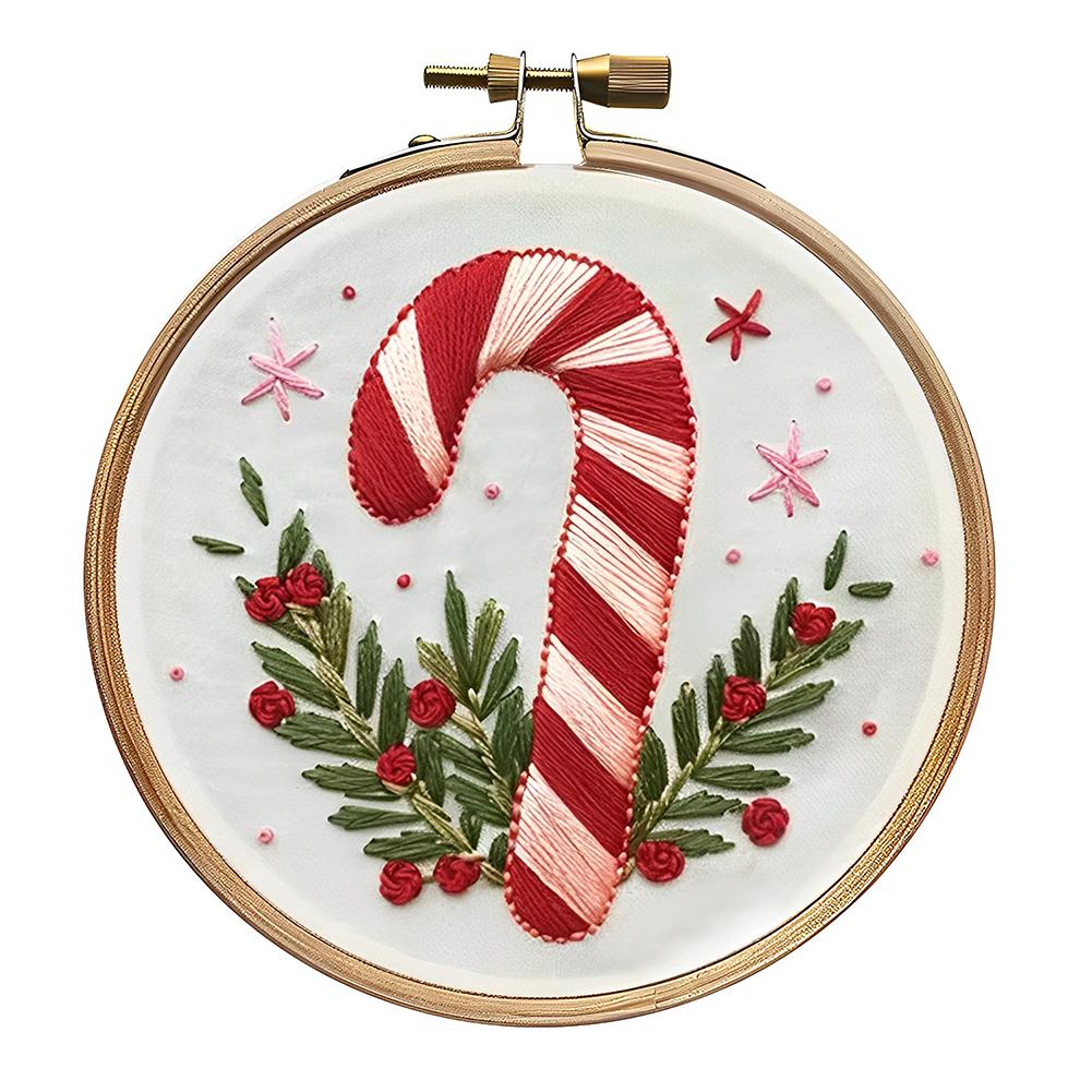 Christmas Embroidery Starter Kit Cross Stitch Set Includes Hoop Cloth Threads DIY Embroidery Kit for Beginners Adults
