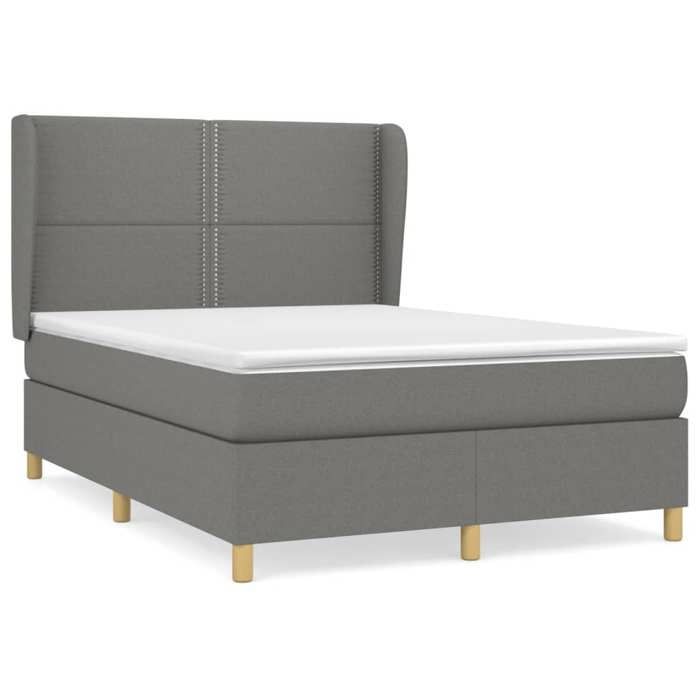 3128438 vidaXL Divan Bed with Mattress Dark Grey 140x190cm Fabric
