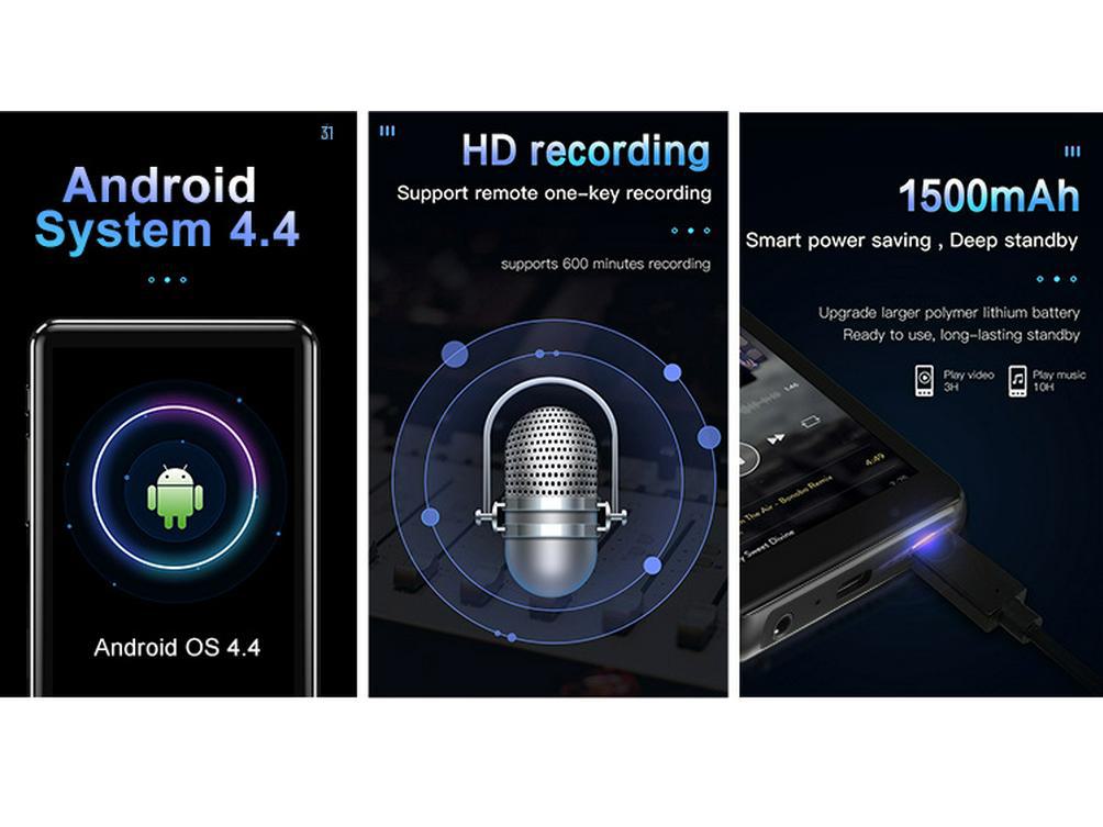 4.0" WiFi Bluetooth MP4 Player - Full Touch Android, Lossless MP3 Portable Music Player