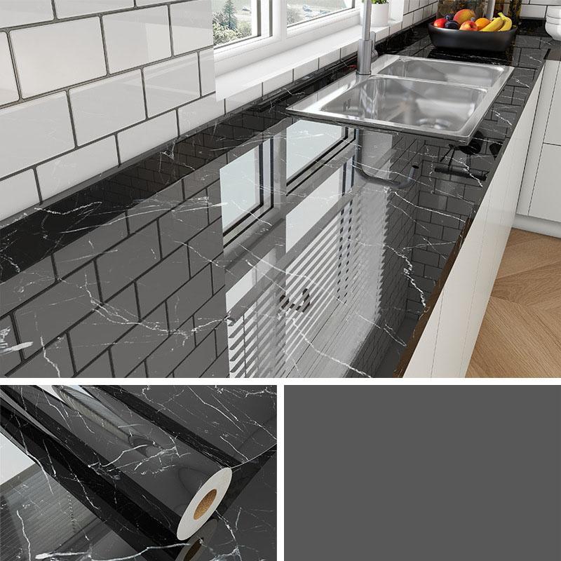 Самоклеящаяся пленка под мрамор - Термостойкая наклейка на кухонную столешницу, Водонепроницаемые, маслостойкие обои с отклеивающейся подложкой для обновления кухонных шкафов