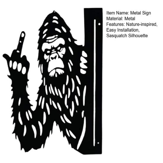 Peek-a-Boo Sasquatch Металлический Знак Средний Палец Sasquatch Знак Животное Выглядывает Знак для Украшения Столба Изгороди Сада Дерева