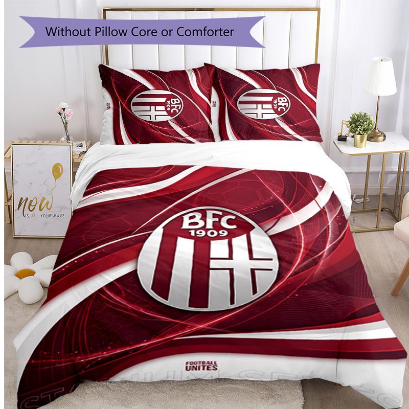 Bologna FC Printed 3PCS Bedding Set Breathable Duvet Cover with Pillowcases Decorative Bed Linen for Bedroom Home