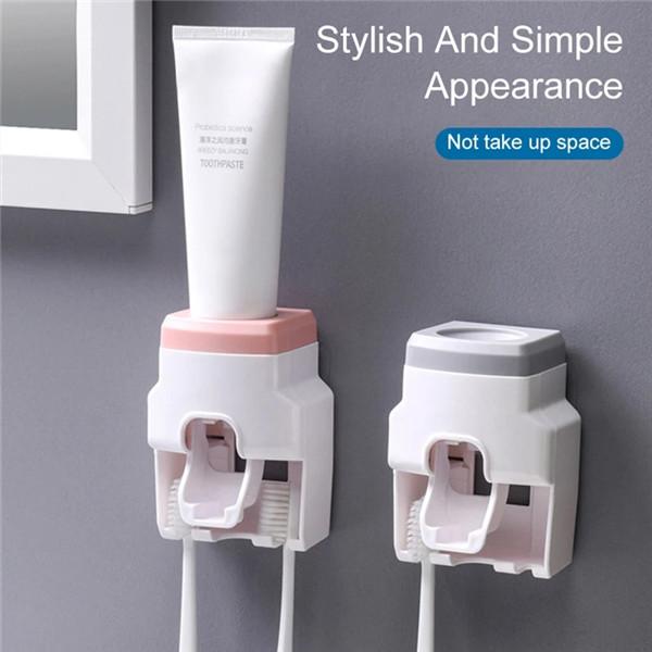 Automatic Toothpaste Squeezer Wall Mount Toothbrush Stand Rack Bathroom Toothpaste Dispenser Toothbrush Holder Accessories