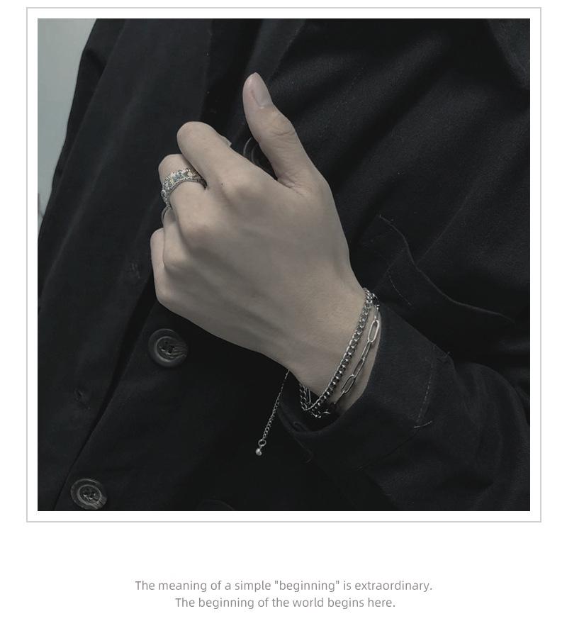 Япония и Южная Корея, дамы и мужчины, пары, пары, подруги, неувядающий простой браслет в стиле хип-хоп с двойной цепочкой из нержавеющей стали