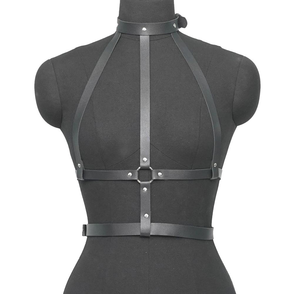 Pu Leather Fashion Chain Harness Belt Chest Harness Corset Bondage Lingerie Punk Gothic Lingerie Fetish Women Clothing