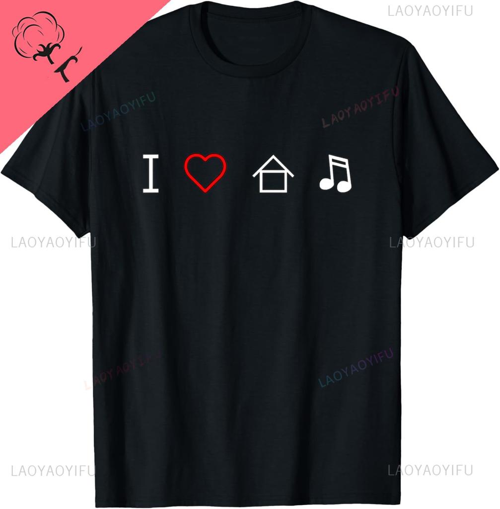 I Heart House Music Icons TShirt Kawayi Harajuku Streetwear Custom Printed Graphic T Shirts Camisas Streetwear