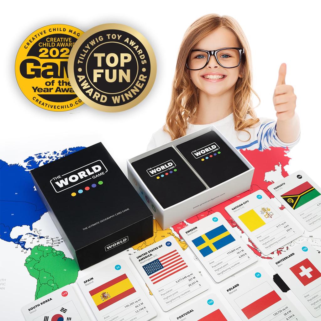 The World Game Geography Card Game Educational Board Game for and Adults Fun Educational Gift for Teenagers - - Kids, Families, - (English Version)