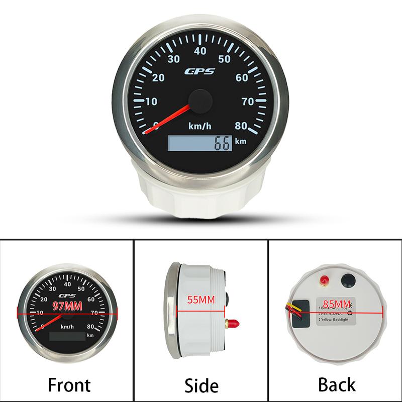 Rhaxel 85mm GPS Speedometer Odometer 0-80KM/H with GPS Antenna 7 Colors Backlight Speed Indicator for Motorboat Trucks