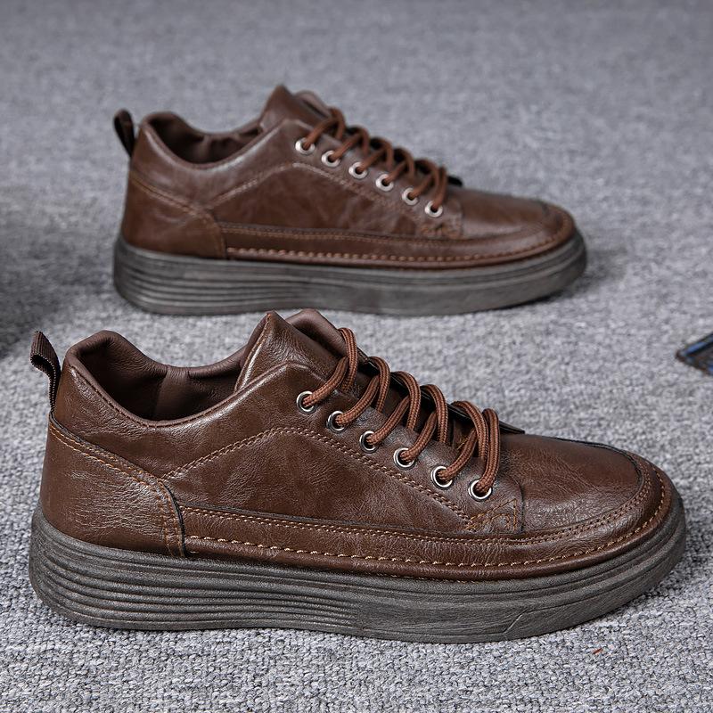 Новая кожаная мужская обувь дышащая повседневная кожаная обувь с круглым носком обувь для хайкинга обувь для активного отдыха деловая обувь в британском стиле