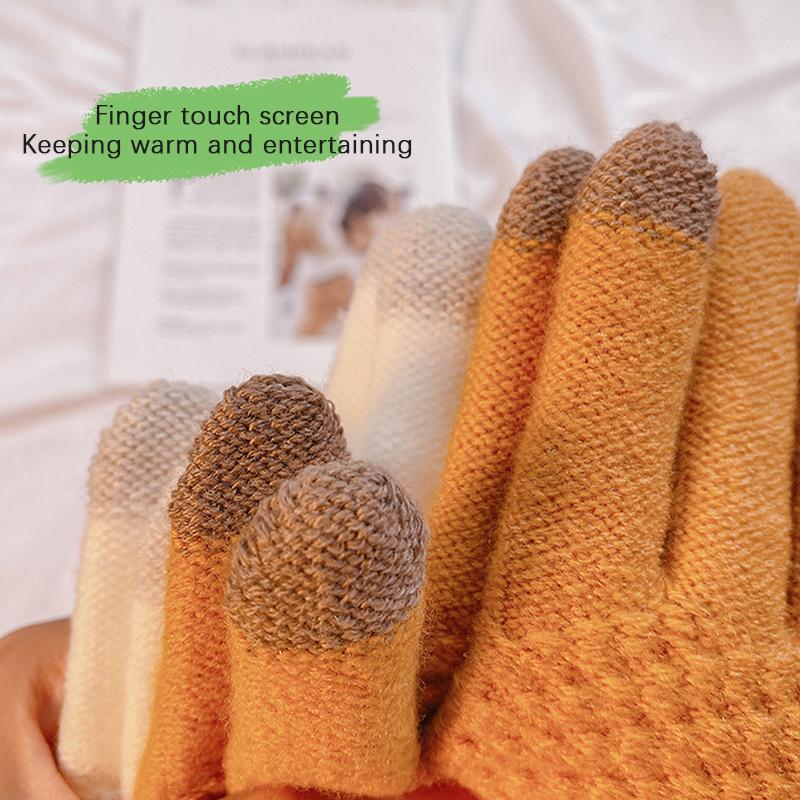1Pair Women Touch Screen Winter Gloves Autumn Winter Warm Thick Skiing Gloves