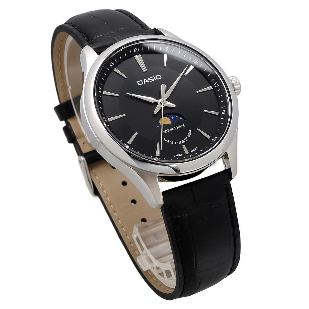 Casio Standard Moon Phase Analog Watch Round Face Leather Band Black Overseas Model [Casio] Men's MTP-M100L-1AV [Item]