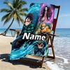 Custom Name Personalized Demon Slayer Print Beach Towel, for Trip Camping Beach Party Home Decor, Birthday Gift for Family & Friends