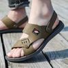 2025 Summer New Men's Leather Breathable Leather Sandals Drag Wear Dual-purpose Casual Beach Shoes Slippers Men's Shoes 2302