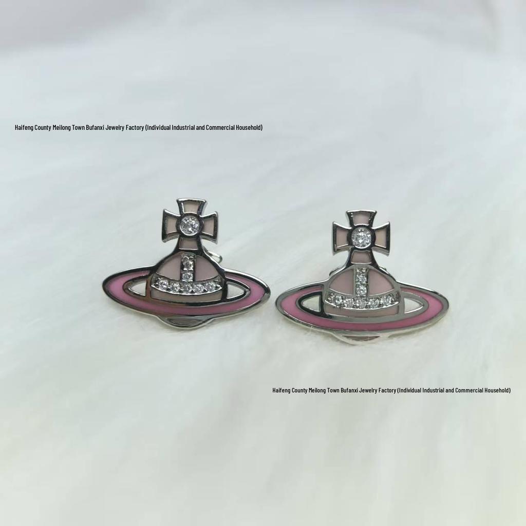 Стеклянный набор «Сатурн» от Concetta Cixi: Ожерелье, Браслет, Серьги-гвоздики - Женская Роскошная Панк-Цепочка на Ключицы