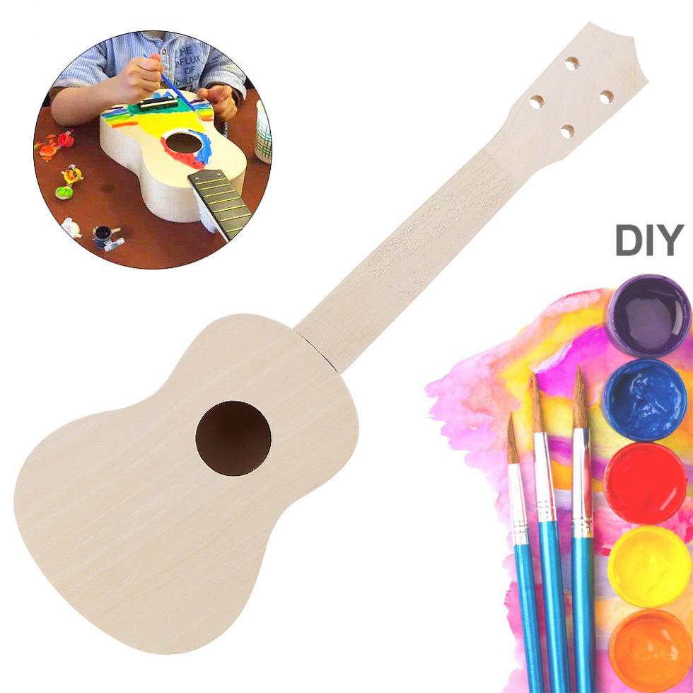 21 Inch Ukulele DIY Kit Basswood Soprano Hawaii Guitar Handwork Painting for Parents-child Campaign