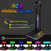 RGB Color-Changing Gaming Headphone Stand with USB Port