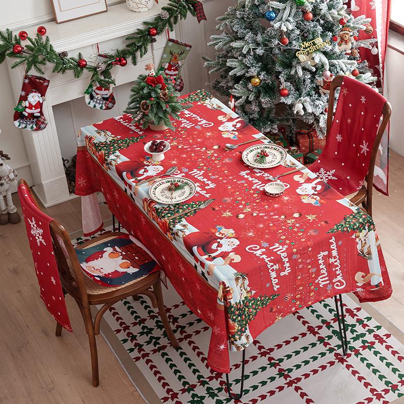 American Tablecloth Christmas Theme Table Cloth Printed Christmas Green Tablecloth Holiday Decorative Tablecloth Manufacturer