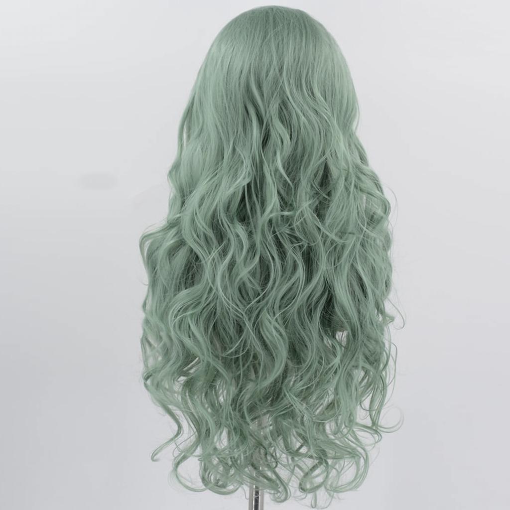 Mint Green Lace Front Wig for Women Long Silky Straight & Body Wave Synthetic Hair Heat Resistant Natural Hairline Daily Cosplay