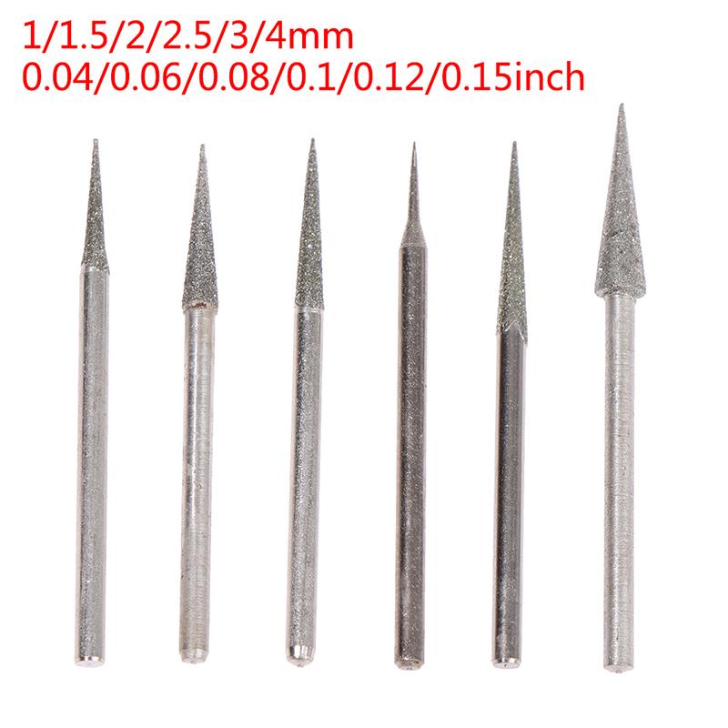 6Pcs 1-4Mm Diamond Grinding Head Needle Bits Burrs Engraving Carving Tool 2.35Mm