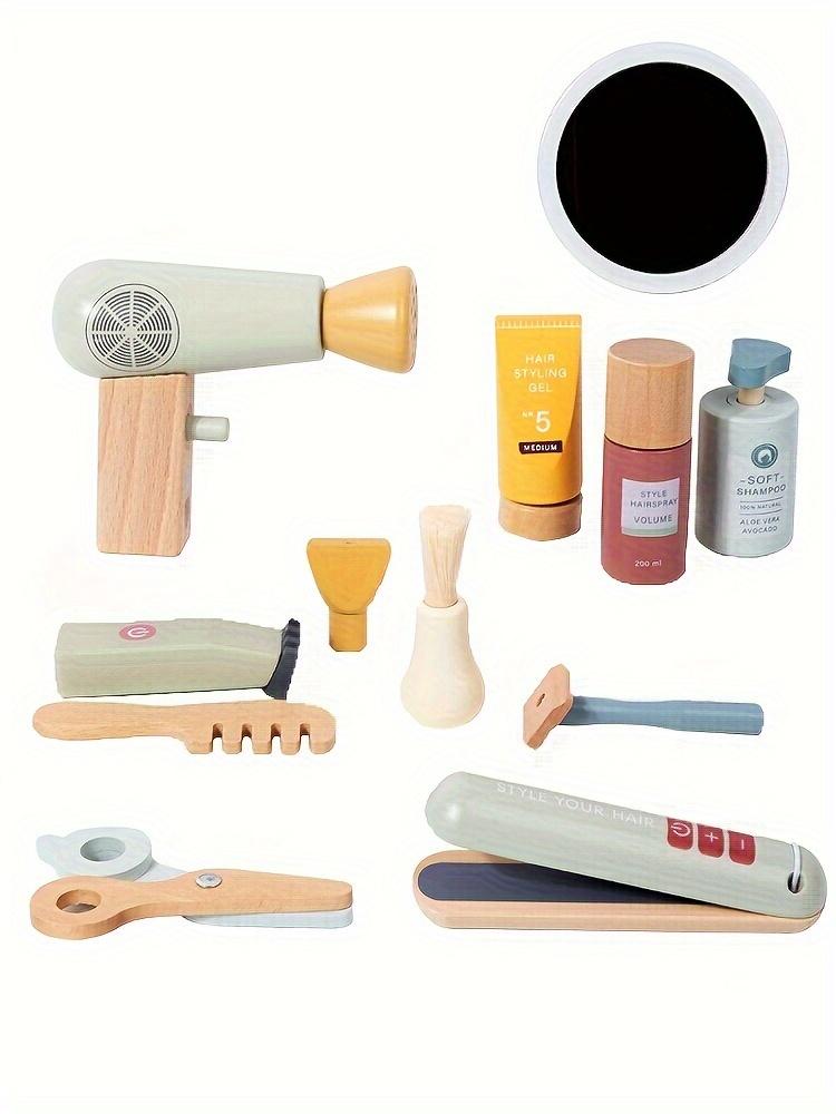 13 шт. Деревянный парикмахерский набор Набор игрушек для парикмахерской для молодежи, Деревянный набор игрушек для макияжа, Игрушка для индивидуальной прически, Набор для бритья для мальчика