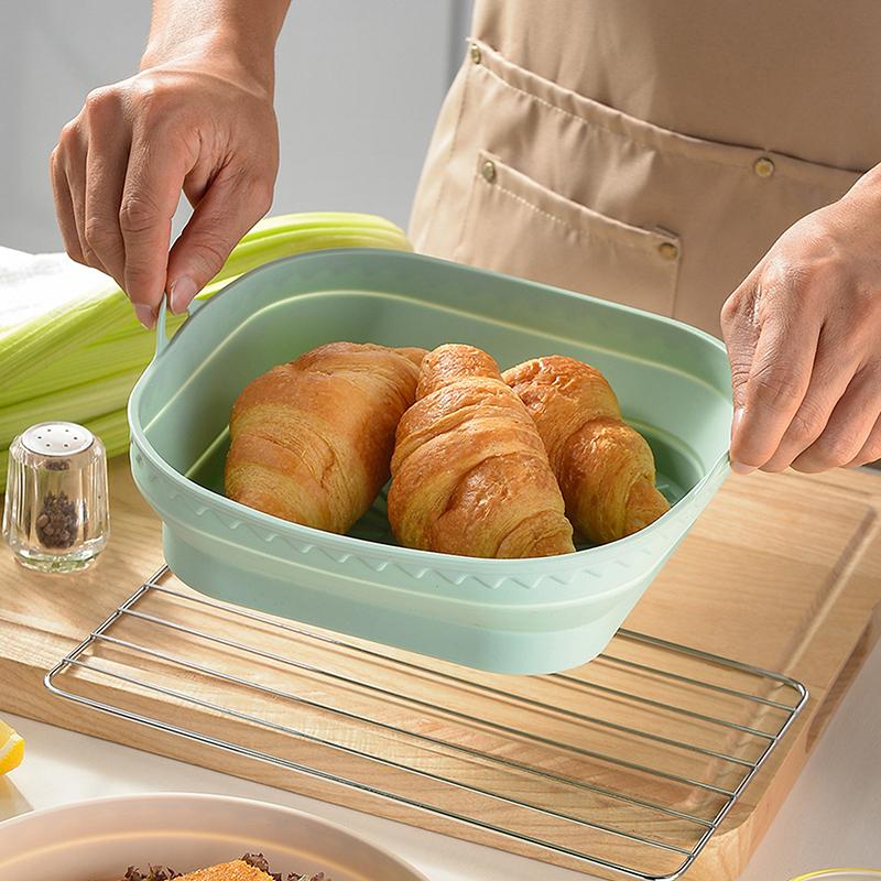 Силиконовая корзина для аэрофритюрницы, квадратная складная форма для выпечки в духовке аэрофритюрницы, многоразовая, безмасляная, кухонные аксессуары для приготовления пищи