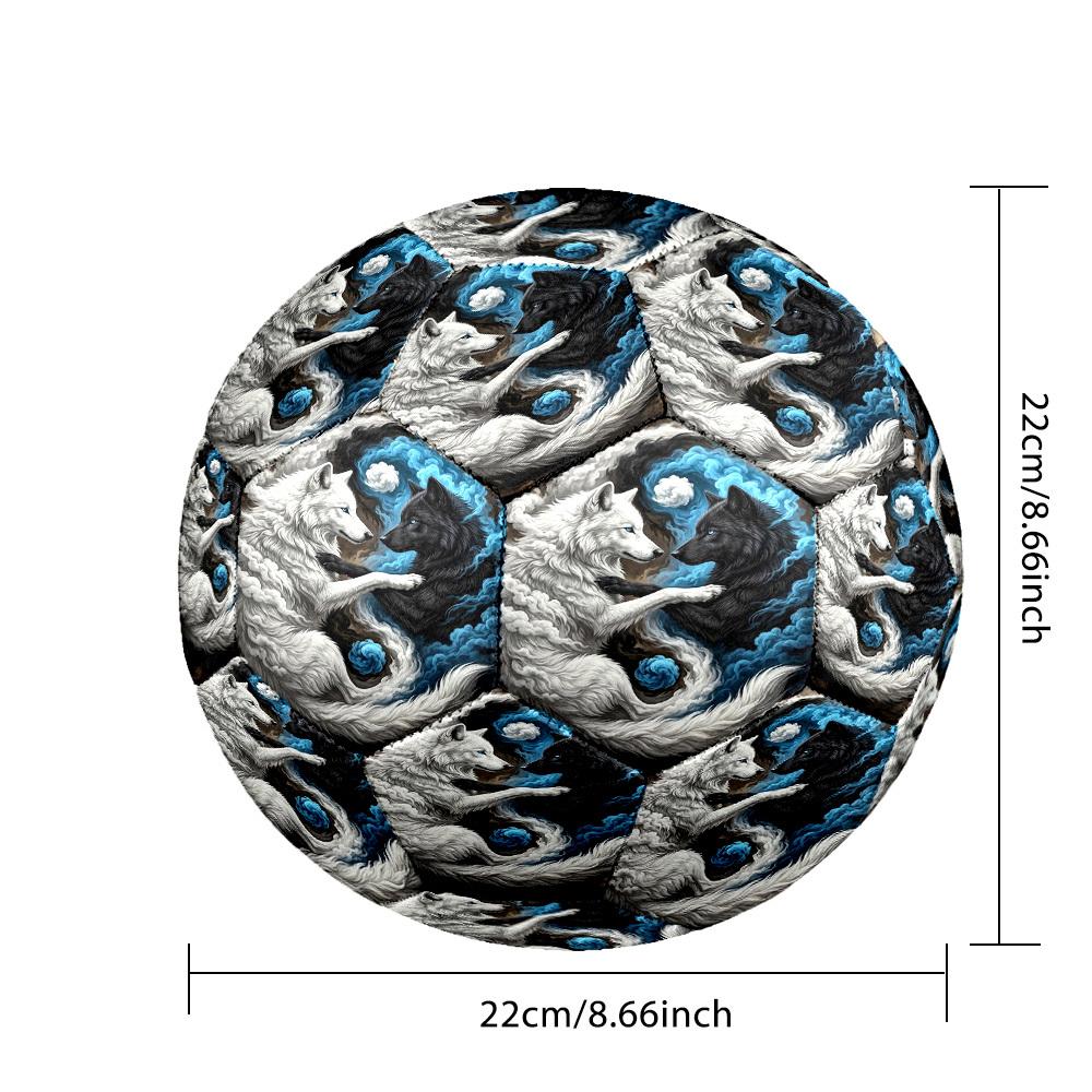 1pc Yin Yang Wolves Theme Soccer Ball Football, Size 5, Lightweight PVC, Outdoor Training Soccer Ball,Gift c6574