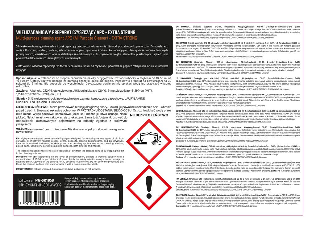 Wielozadaniowy Preparat Czyszczący Apc (All Purpose Cleaner) Extra Strong (Koncentrat) 5L, Teger