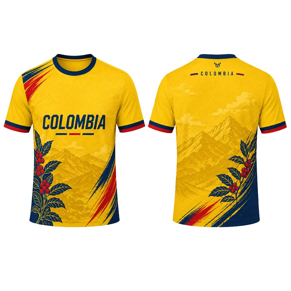 Colombian Flag Pattern 3D Printed T-shirt, Summer Outdoor Football Sportswear, Men's Street Fashion Casual Short Sleeved Tops