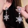 Sparking Snowflake Earrings Crystal Christmas Earrings Fashion Zircon Earrings  Women Gift