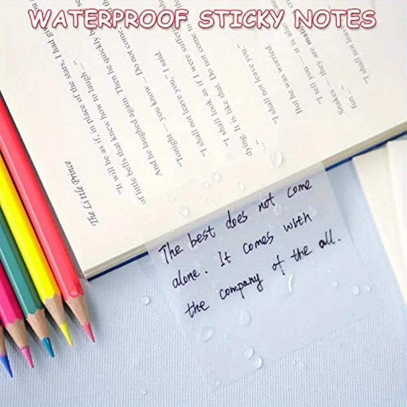 1Pack of 50 Transparent Self-Adhesive Sticky Notes - Reusable & Waterproof for Books, Notebooks, Ideal Christmas Gift