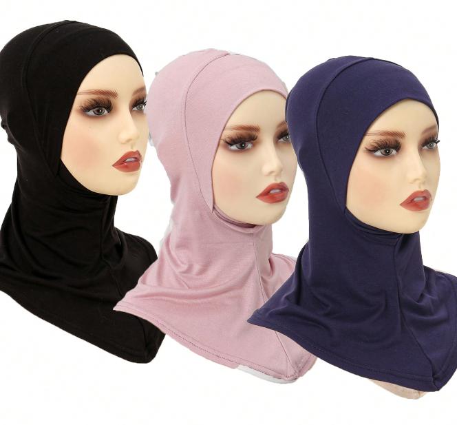 3PCS Muslim Inner Cap Hijab For Women Solid Underscarf Hijab Undercap Scarf Turban Hat Islamic Hijabs Ready To Wear Headcover