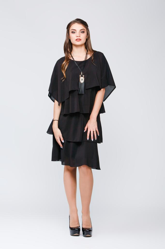 Шифоновое платье с каскадами до колена в разных цветах