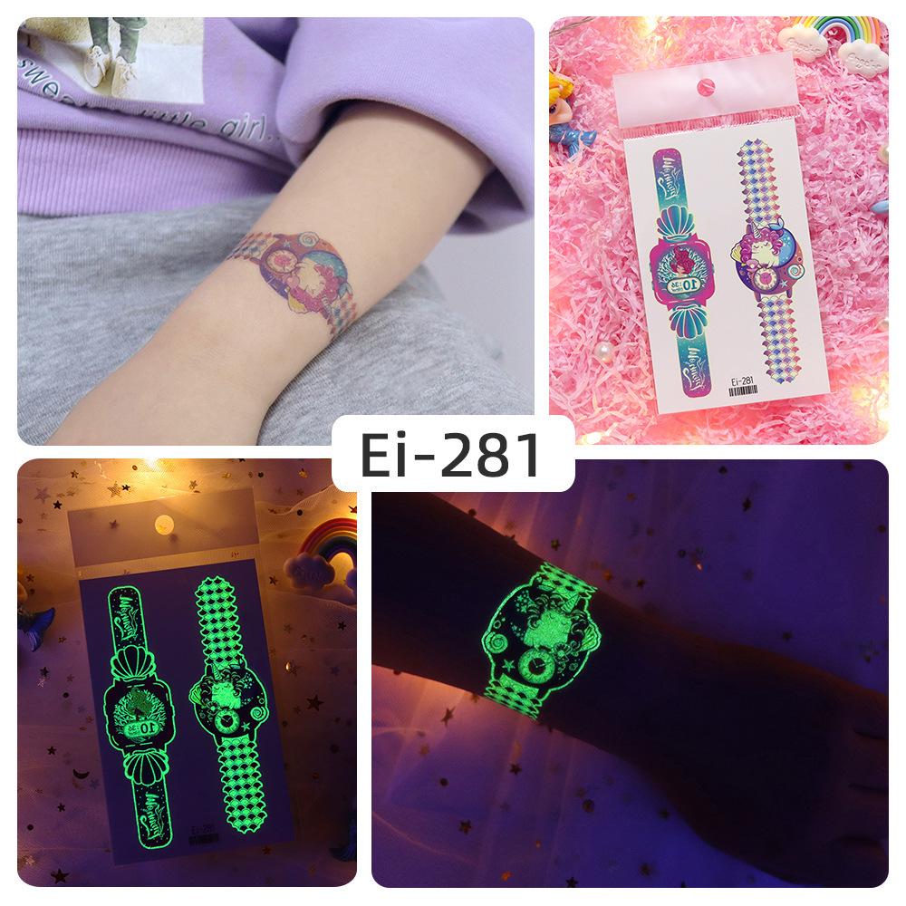 Rikalong Waterproof Luminous Cartoon Tattoo Stickers for Kids - Glow-in-the-Dark Watch Design