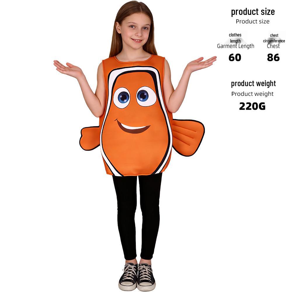 Kids' Clownfish Costume - Ocean Animal Cartoon Cosplay for Halloween