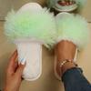 Fashion Winter Fashion Fluffy Bedroom Slippers Women Soft Plush Warm Comfy House Slippers Woman Indoor Non Slip Open Toe Faux Fur Slides