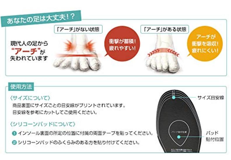 Стелька для поддержки плюсны [Phiten], тип, черная, 21,0-25,0 см