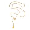 Fenny 18K PVD Gold Plated Stainless Steel  Teardrop Pendant Adjustable Sweater Necklace Trendy for Women