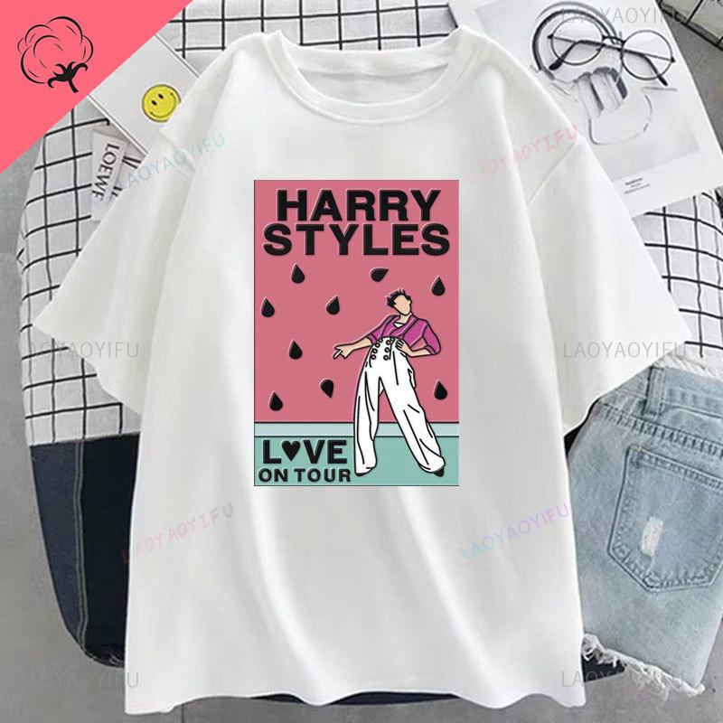 Футболка FINE LINE Album Летняя футболка Harajuku Vintage Unisex Unisex Hip Hop Cotton Shirts Unisex Fashion Streetwear Tops Tee Happy Styles