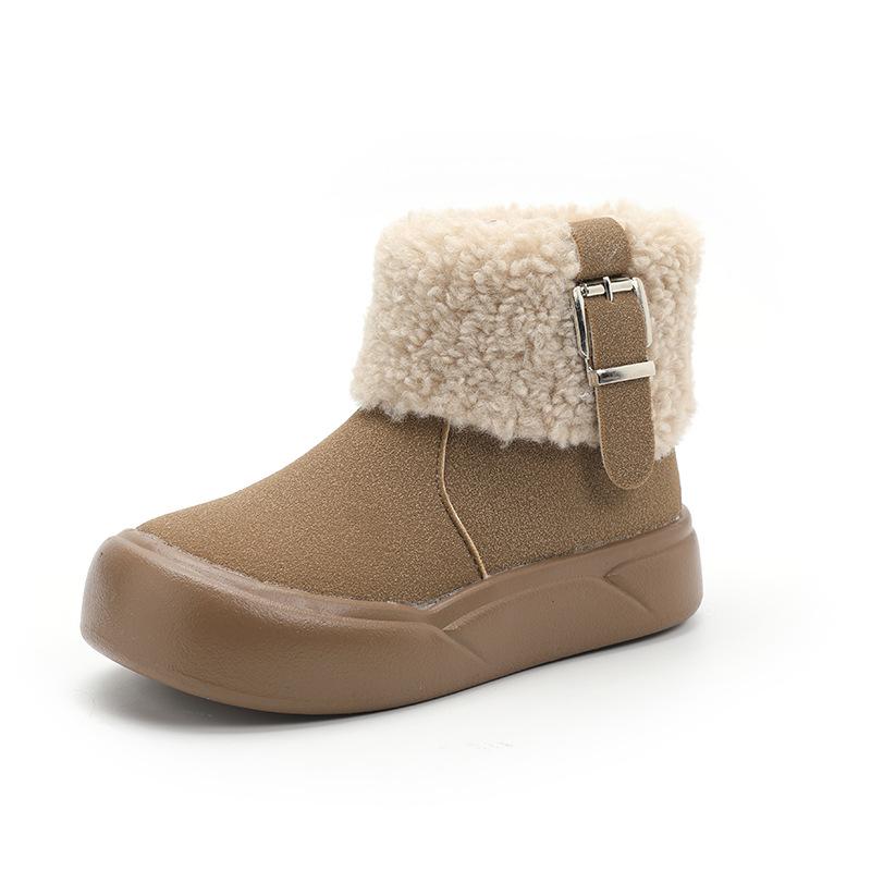 Winter Kid Platform Ankle Boots Black Khaki Trend Girls Cotton Boots Fashion New Versatile Children's Causal Short Plush Boots
