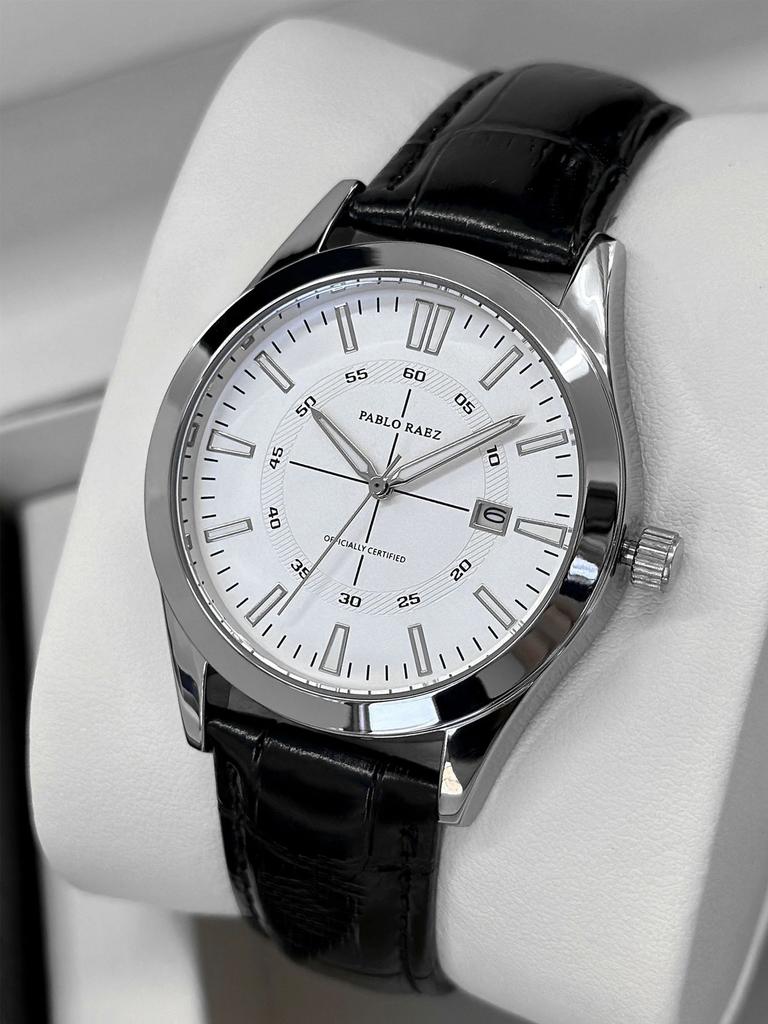 Мужские часы Бренд Бизнес Простые Водонепроницаемые Календарь Кожаный ремешок Мужские Кварцевые Наручные часы (Поставляется с коробкой и запасным аккумулятором)