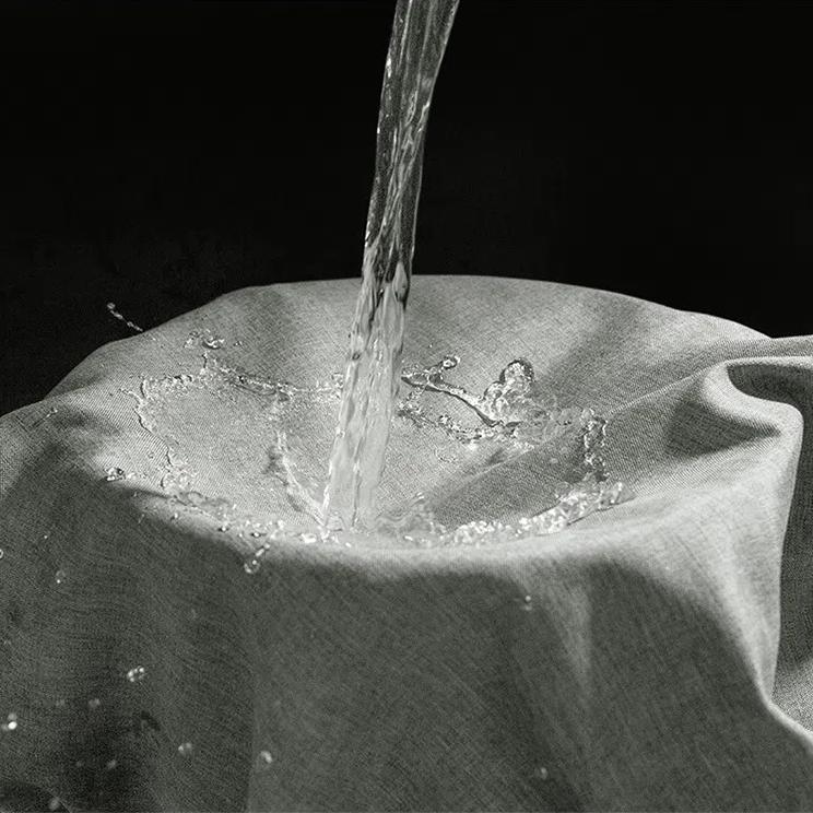 Waterproof Linen Look Shower Curtain Thick Set No Drill Bathroom Partition Curtain